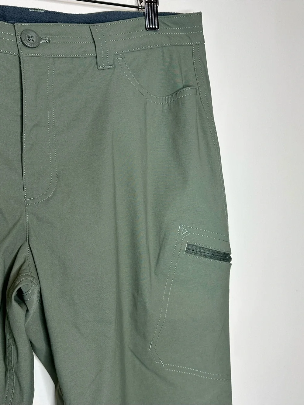 Eddie Bauer Women's Fleece Lined Hiking Pants Size 14 Olive Green Cargo Pocket